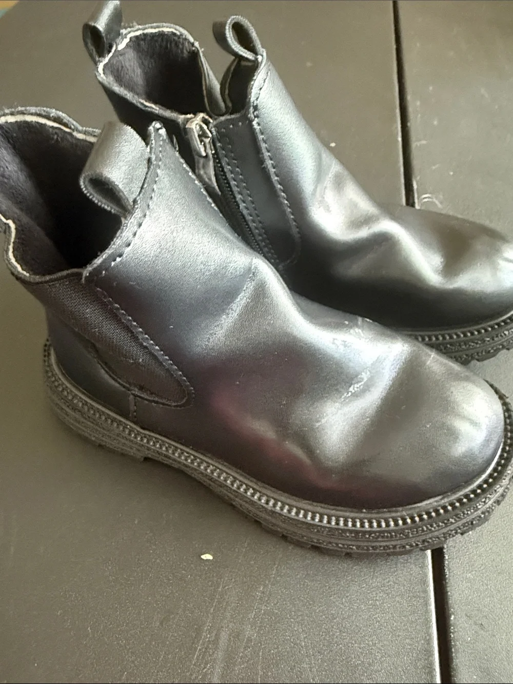 Kids Black Chelsea Boot with Side Zipper